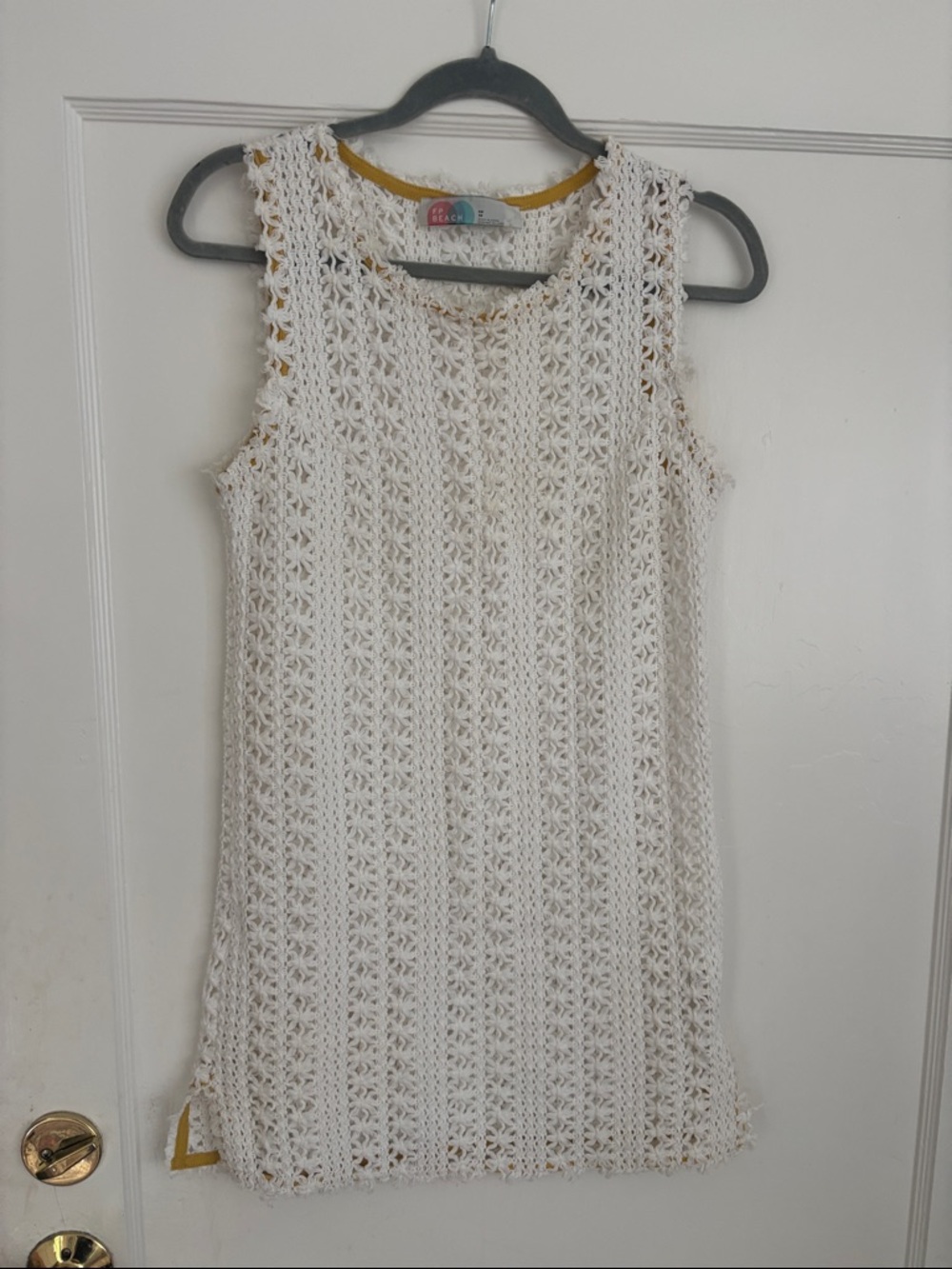 Free People White Crochet Mini Dress